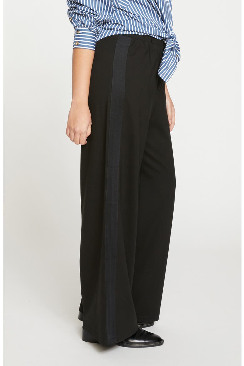 Stephanie Ponte Wide Leg Pants, Alternate, color, BLACK WITH BLACK STRIPE