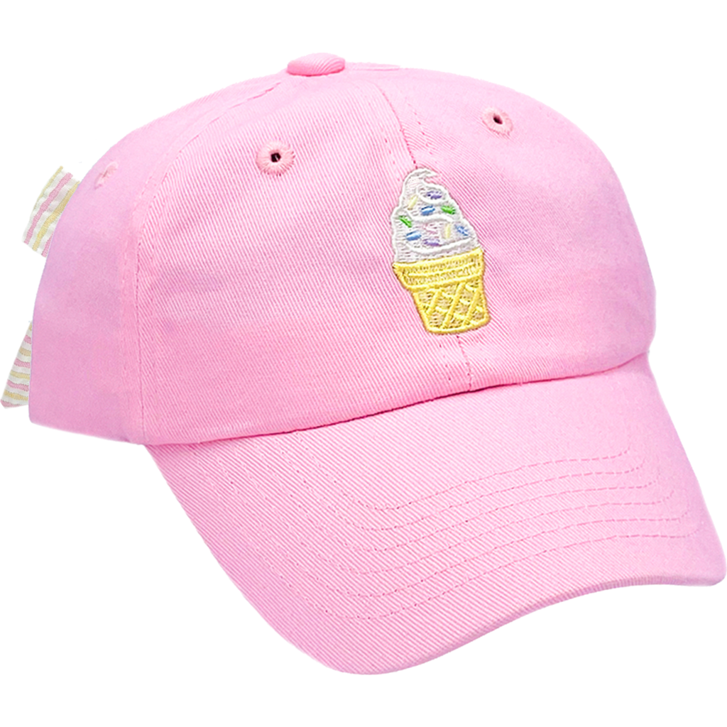 Bits & Bows Ice Cream Twill Bow Baseball Hat In Pink