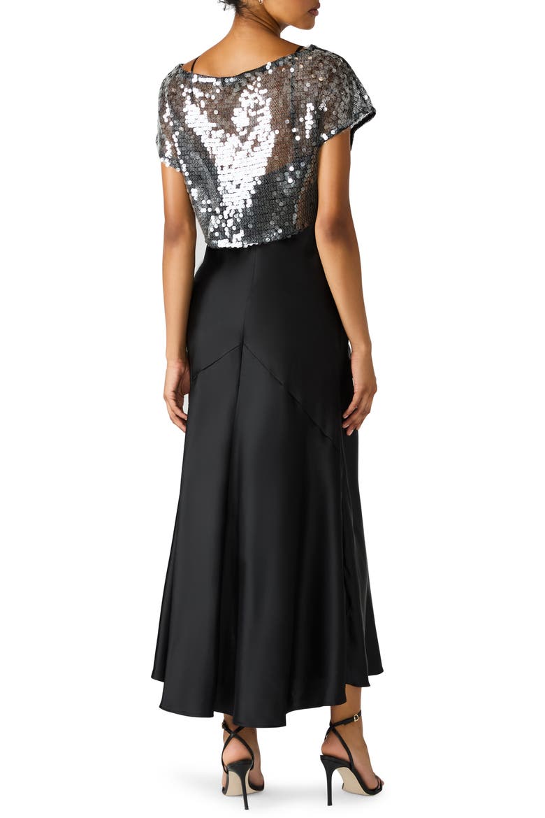 Myla Sequin Crop Top & Maxi Slipdress Set, Alternate, color, BLACK
