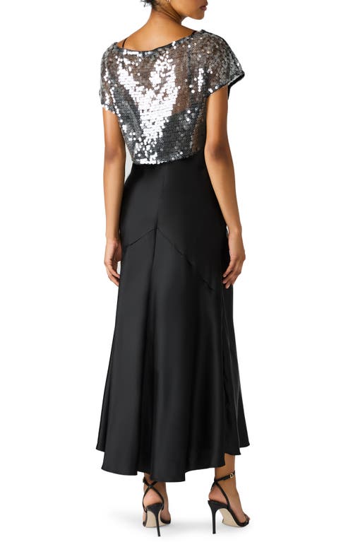 Steve Madden Myla Sequin Crop Top & Maxi Slipdress Set In Black