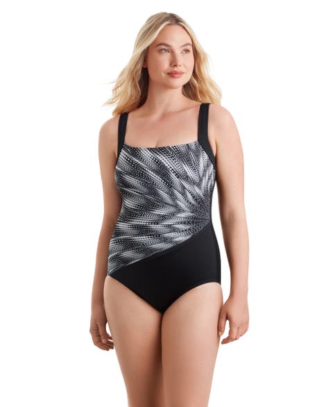 Squareneck Illusion Tank Chlorine Resistant One-Piece Swimsuit