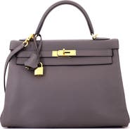 Pre-Owned Hermes Kelly Handbag Grey Togo with Gold Hardware 32