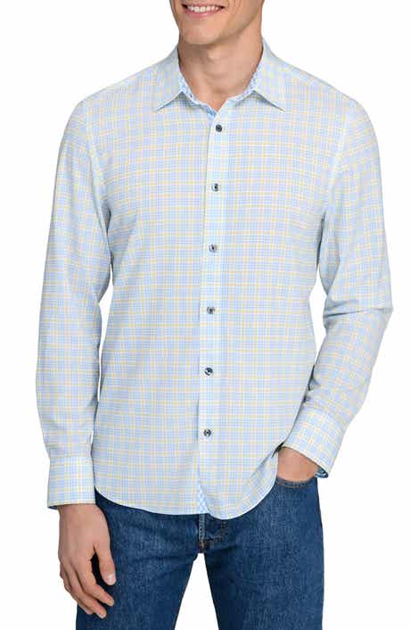 CONSTRUCT Houndstooth Plaid Stretch Button-Up Shirt