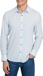 CONSTRUCT Houndstooth Plaid Stretch Button-Up Shirt