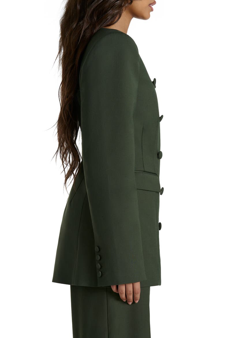Power Shoulder Double Breasted Blazer, Alternate, color, OLIVE