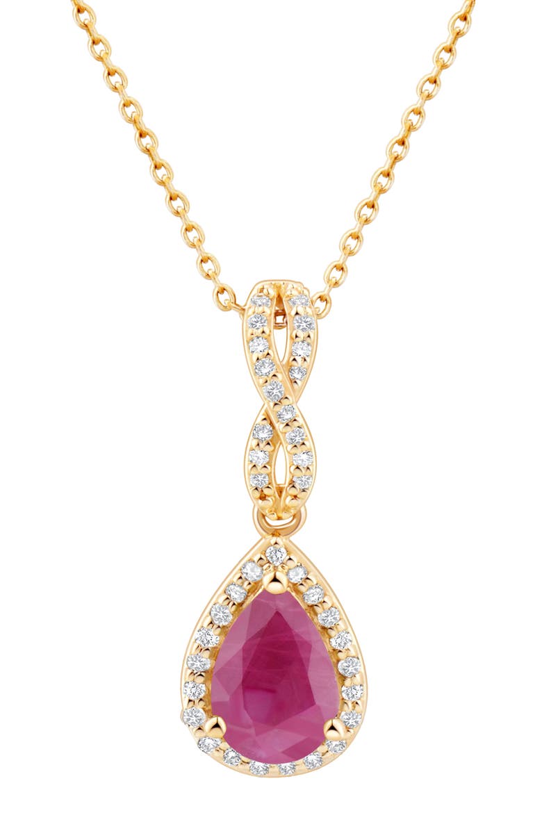 Frankie & Zoe 10K Yellow Gold Ruby & Diamond Pendant Necklace, Main, color, Yellow Gold