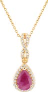 Frankie & Zoe 10K Yellow Gold Ruby & Diamond Pendant Necklace