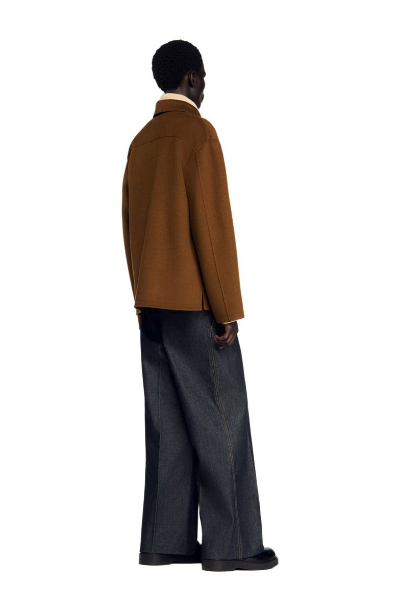 SANDRO Zipped overshirt, Alternate, color, Tobacco Brown