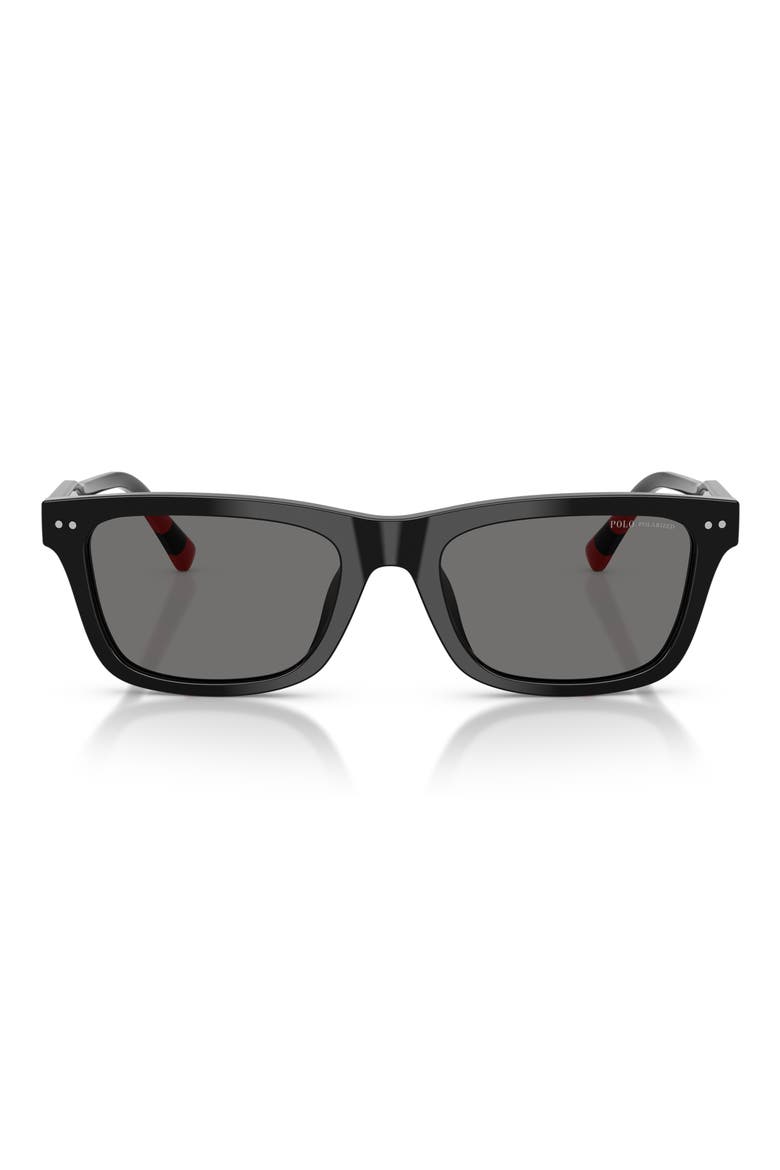 PH4240U 54mm Polarized Rectangular Sunglasses, Main, color, SHINY BLACK / POLAR DARK GREY