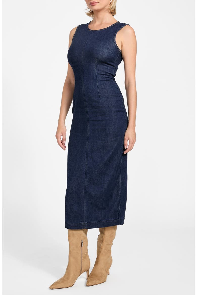 Dahlia Sleeveless Denim Midi Dress, Alternate, color, OAKLYNN BRIGHT BLUE