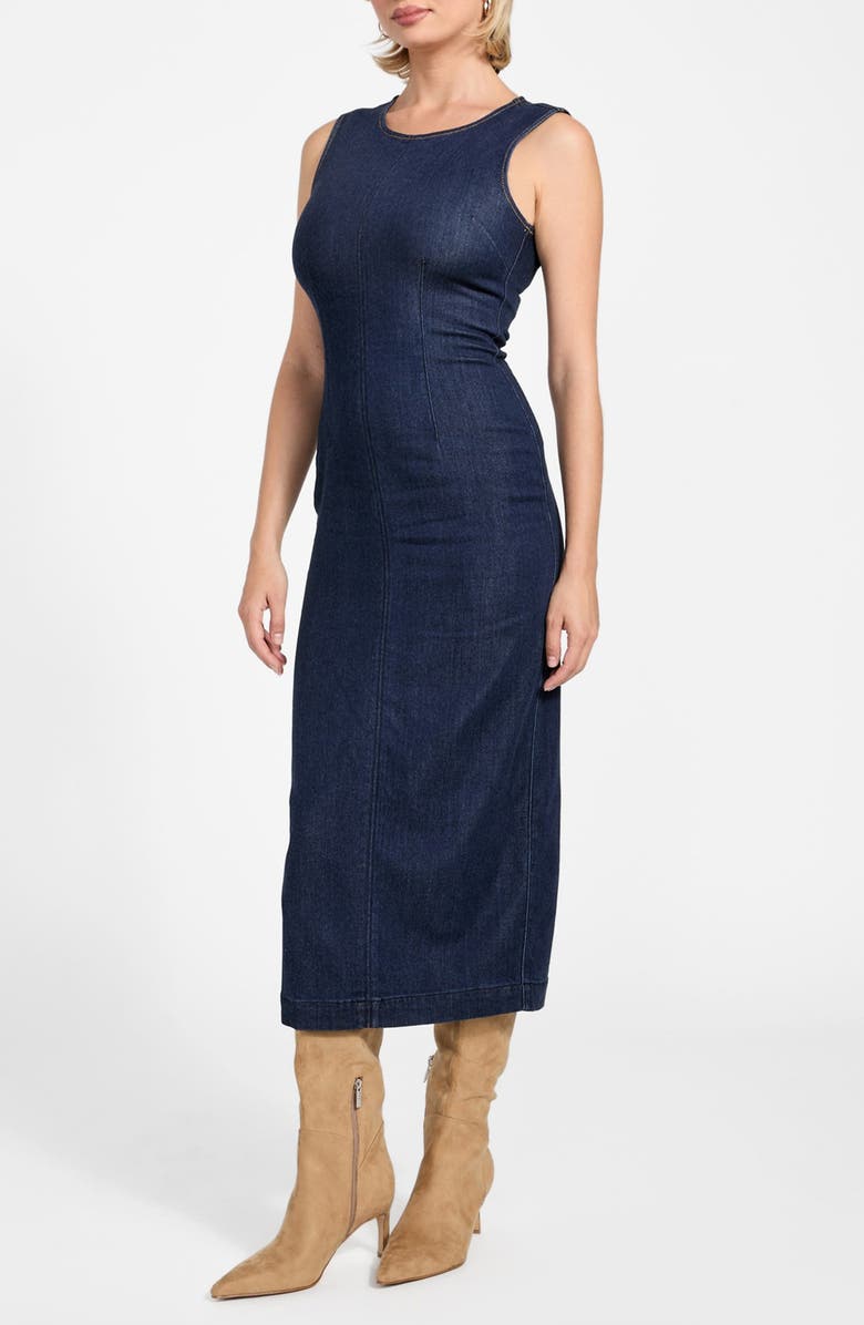 GUESS Dahlia Sleeveless Denim Midi Dress, Alternate, color, Oaklynn Bright Blue