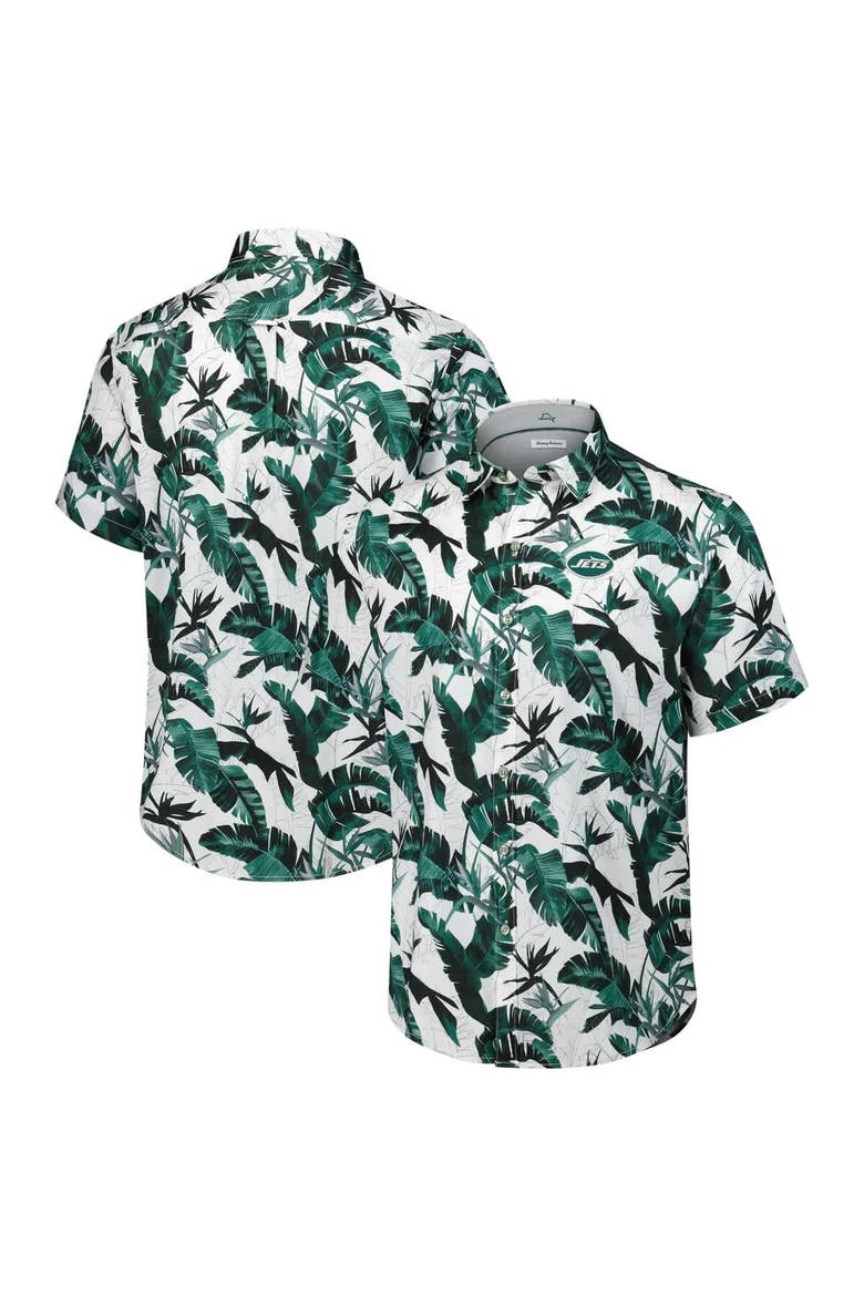 Men's Tommy Bahama Green New York Jets Sunnyvale Blooms Camp Button-Up Shirt, Alternate, color, Green