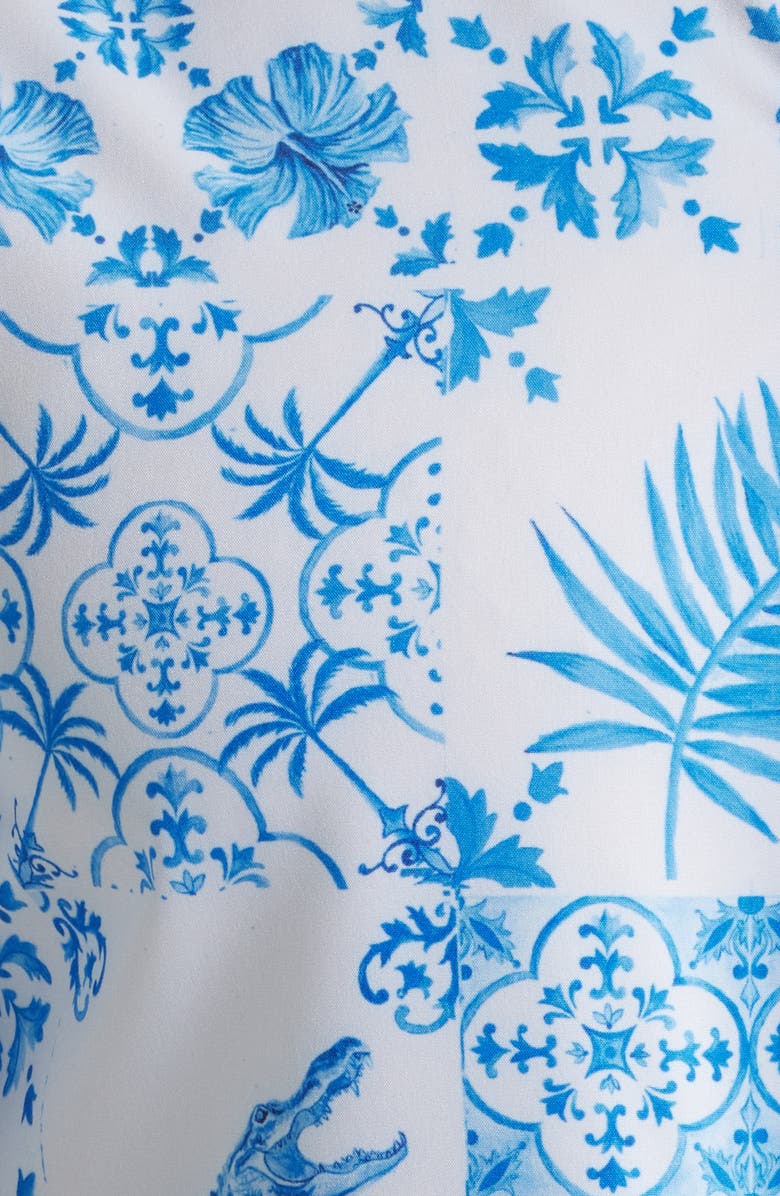 MAVRANS Tropical Print Short Sleeve Performance Button-Up Shirt, Alternate, color, Blue Multi