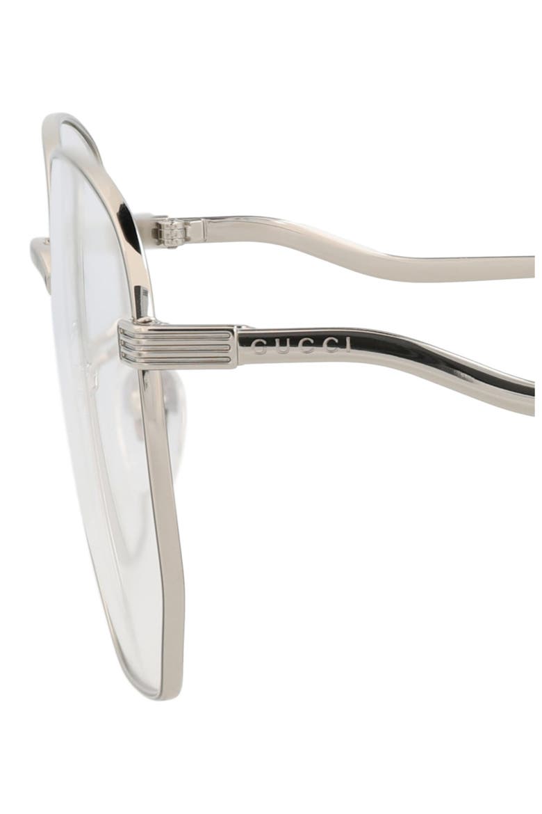 56mm Geometric Optical Glasses, Alternate, color, SILVER SILVER TRANSPARENT