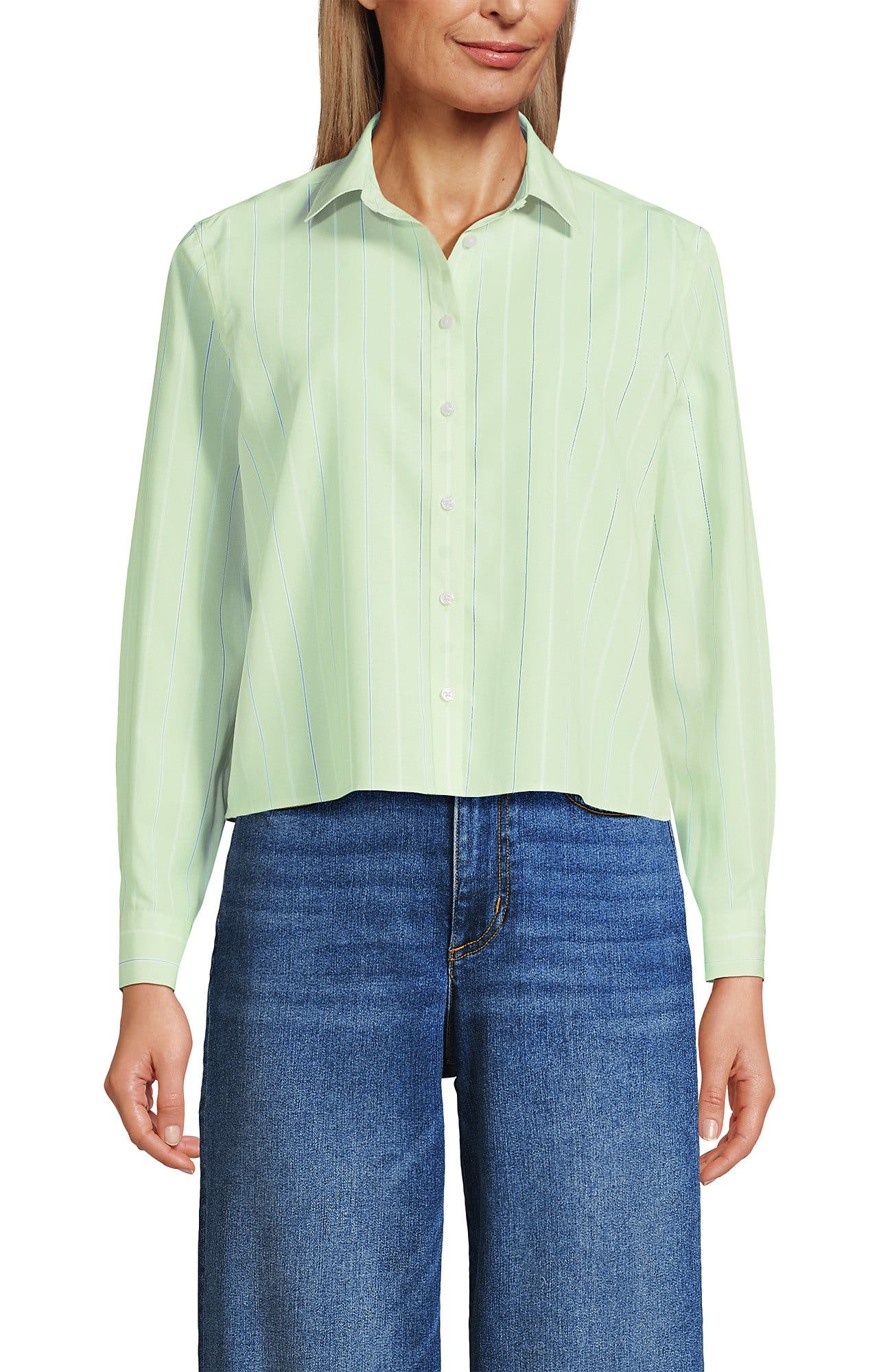 No Iron Boxy Cropped Shirt - image 5