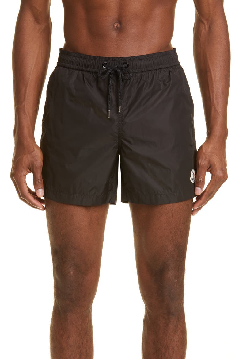 Logo Patch Swim Trunks, Main, color, BLACK