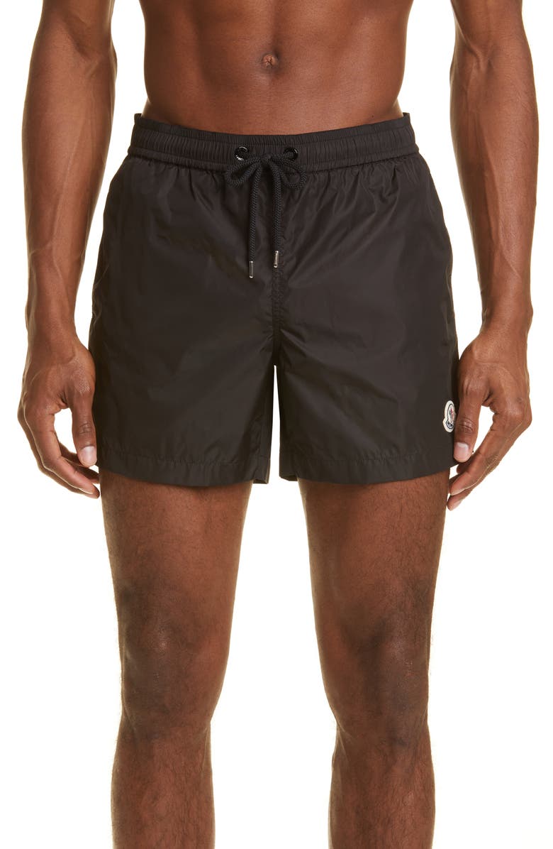 Moncler Logo Patch Swim Trunks, Main, color,