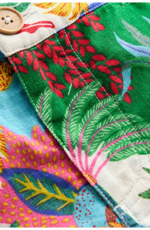 Mini Boden Kids' Tropical Print Linen & Cotton Shorts In Ivory Multi Jungle