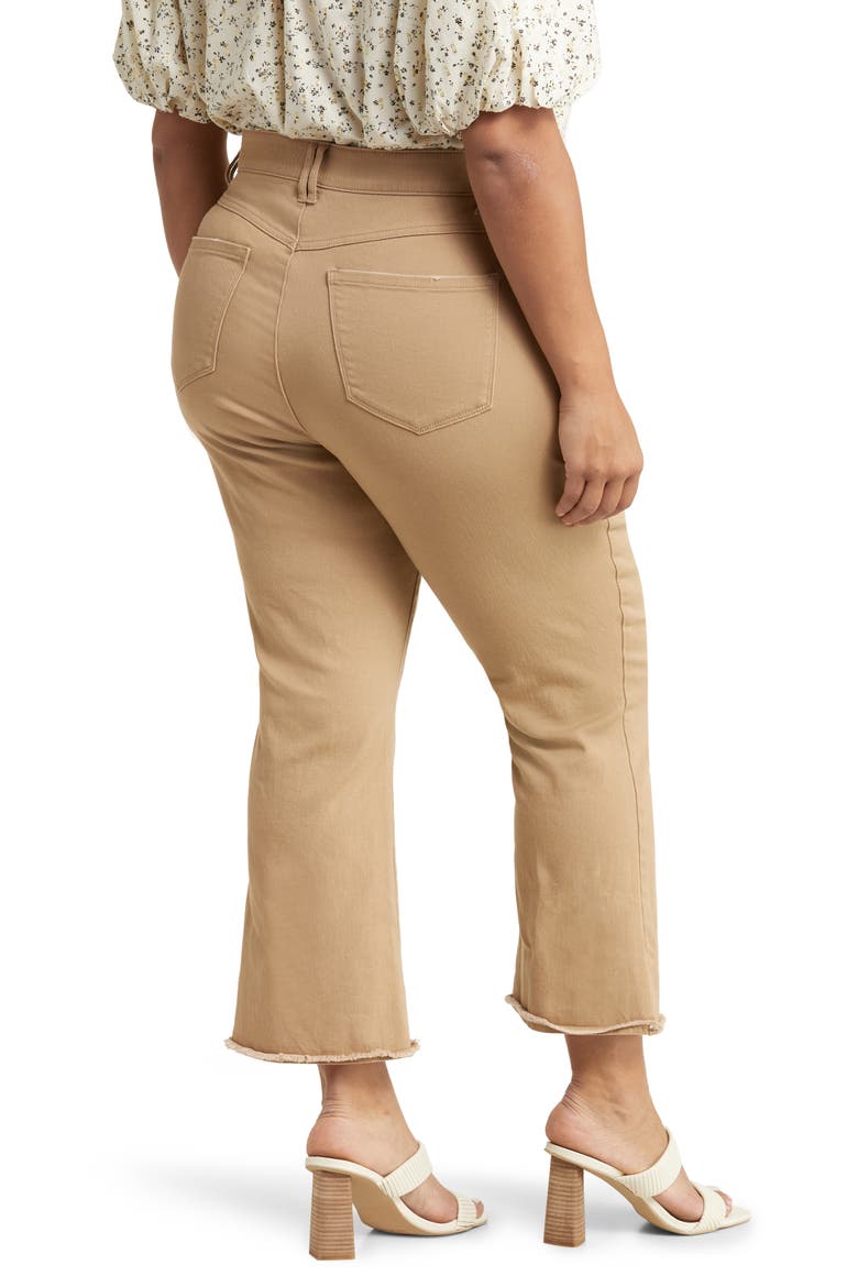 Frayed High Waist Ankle Slim Straight Leg Pants (Nordstrom Exclusive), Alternate, color, WARM SAND