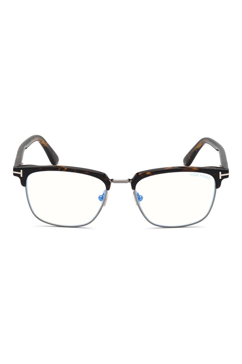 54mm Blue Light Blocking Glasses & Clip-On Sunglasses, Main, color, DARK HAVANA/ GUNMETAL/ TEAL