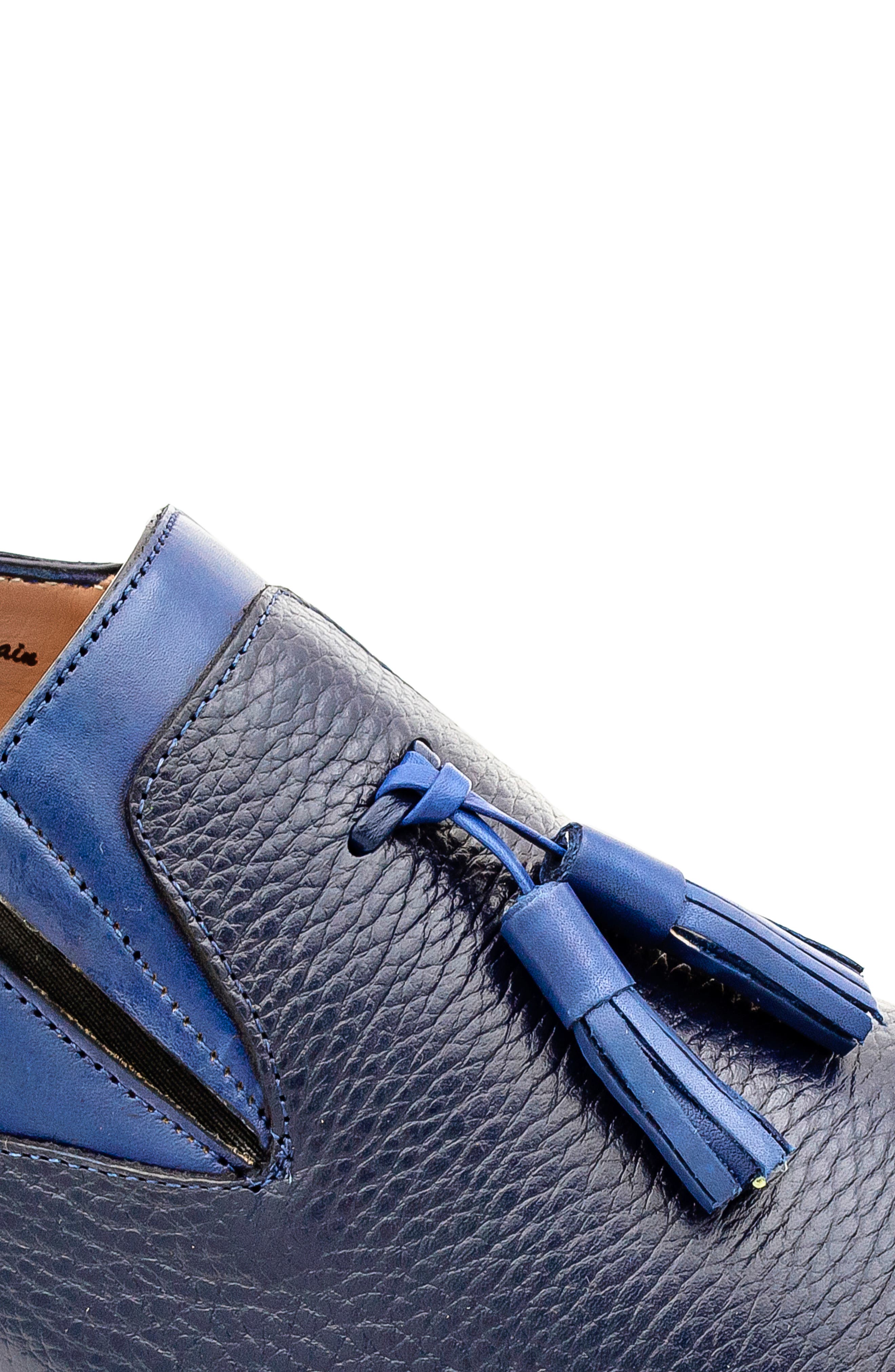 Tassel Ornament Leather Loafer, Alternate, color, BLUE