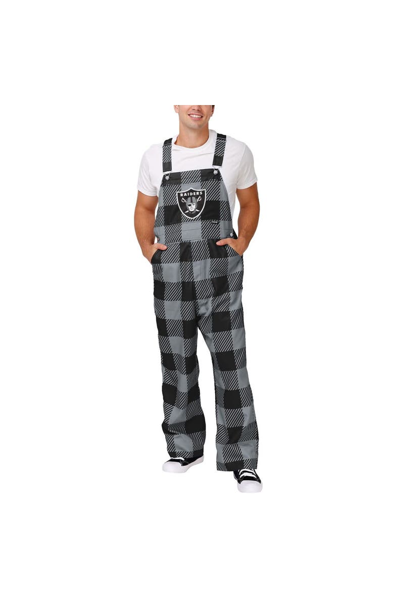 FOCO Men's FOCO Black Las Vegas Raiders Big Logo Plaid Overalls, Main, color, Black