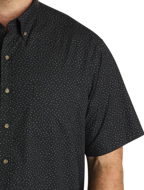 Harbor Bay By Dxl Big & Tall Easy-care Pin Dot Print Sport Shirt In Black