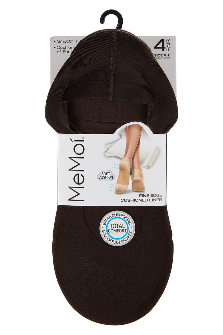 Assorted 4-Pack Cushioned Liner Socks, Alternate, color, BROWNTAN