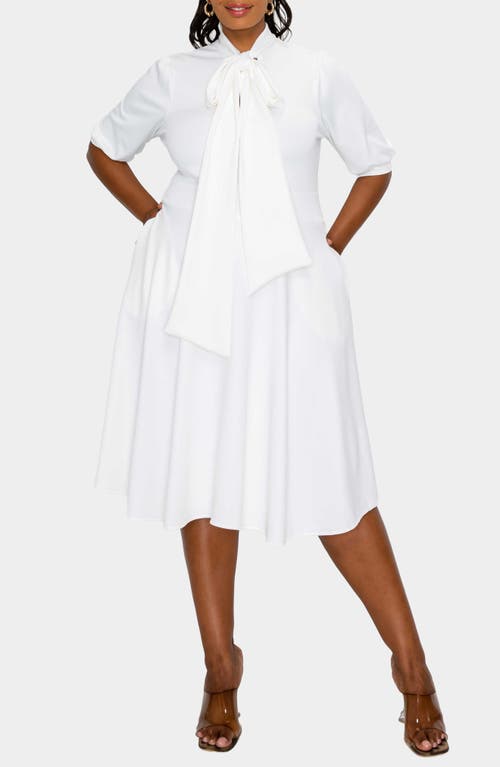 L I V D Carina Donna Fit & Flare Midi Dress In White