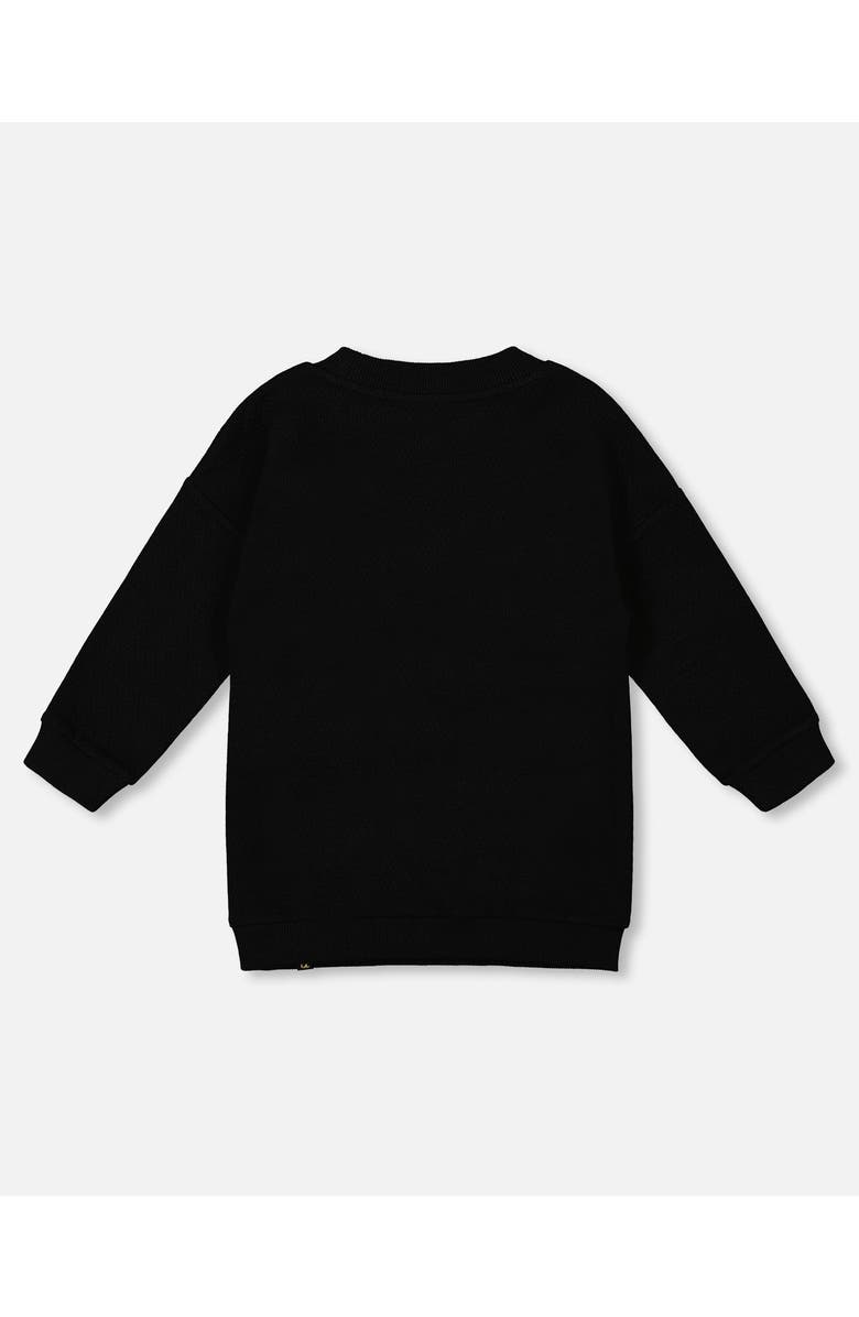 Deux par Deux Fleece Jacquard Tunic with Heart Applique, Alternate, color, Black