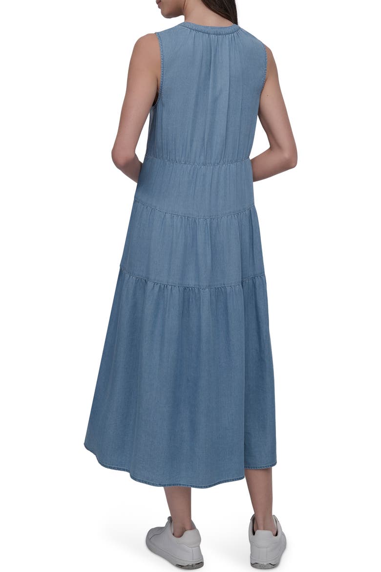Sleeveless Tencel™ Lyocell Chambray Tiered Dress, Alternate, color, CHAMBRAY