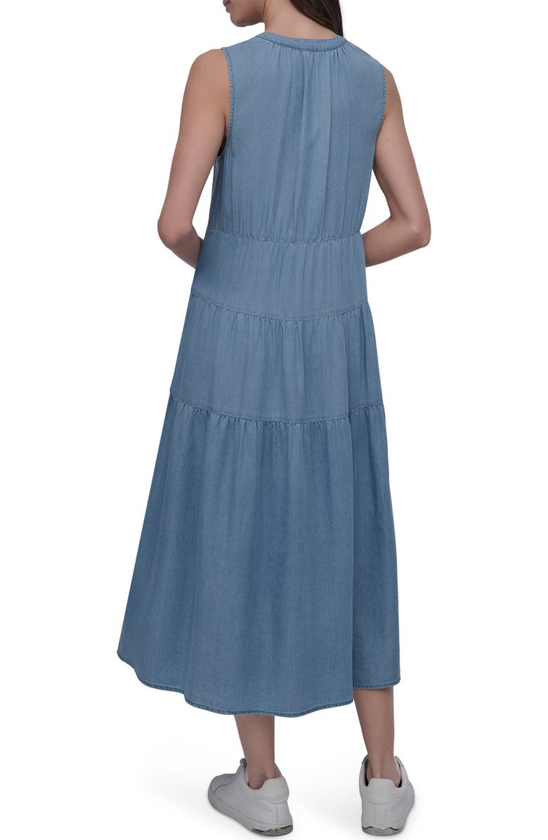 DKNY Jeans Sleeveless Tencel<sup>™</sup> Lyocell Chambray Tiered Dress, Alternate, color, Chambray