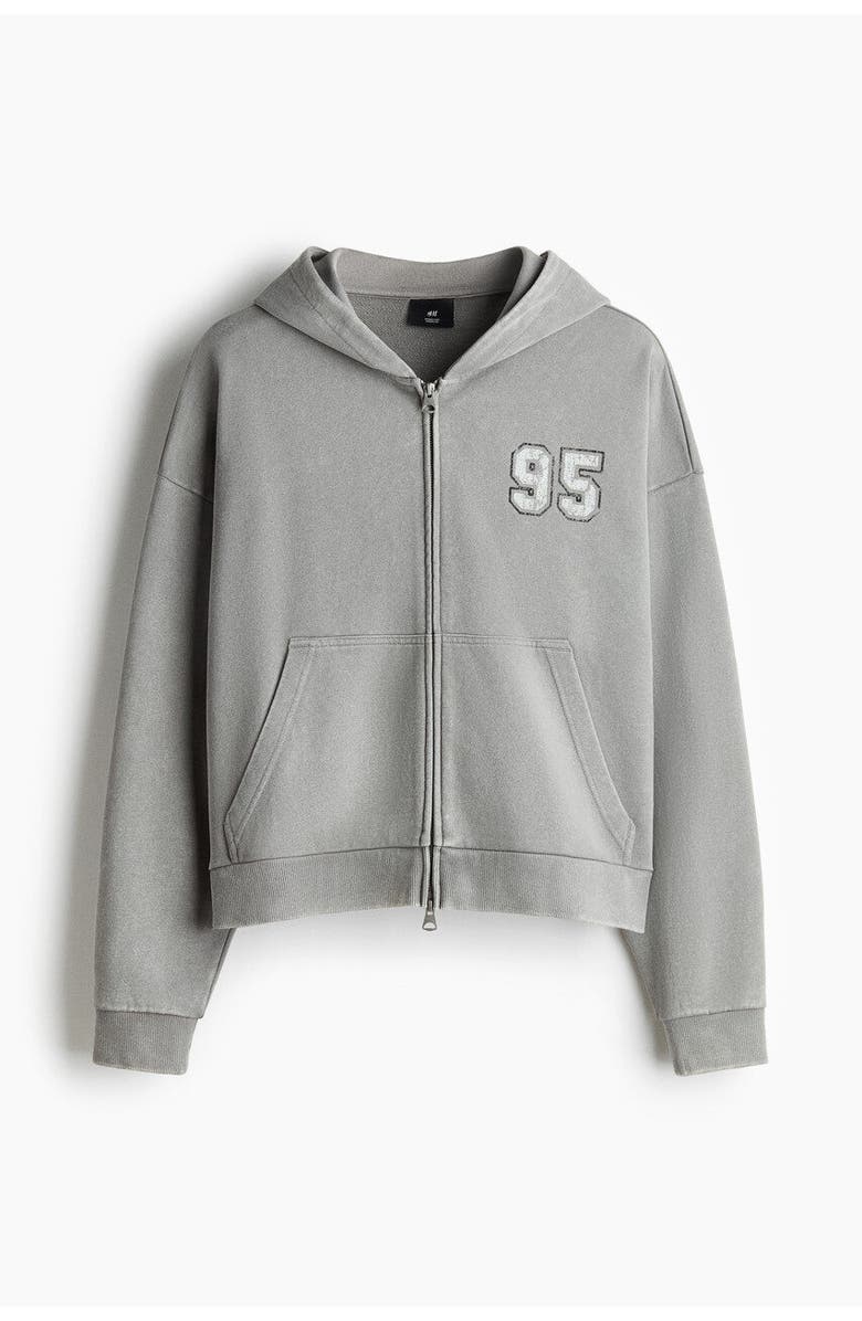 H&M Oversized Fit Boxy Zip-through Hoodie, Main, color, Dusty Gray/95