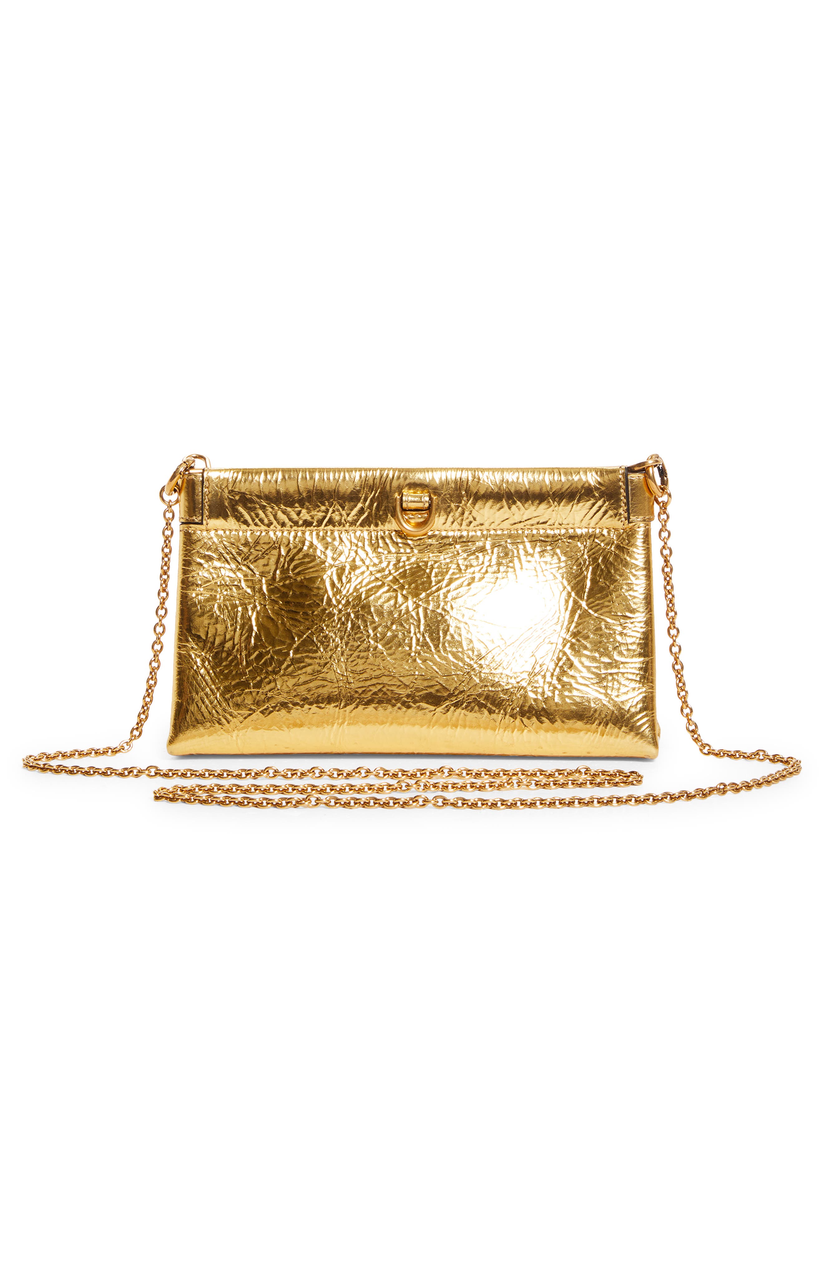 Etro Mini Talk Metallic Leather Clutch, Alternate, color, Gold
