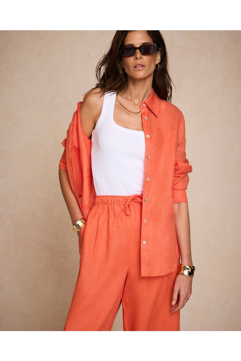 Linen Blend Shirt, Alternate, color, Orange