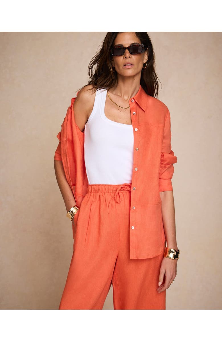 MINT VELVET Linen Blend Shirt, Alternate, color, Orange