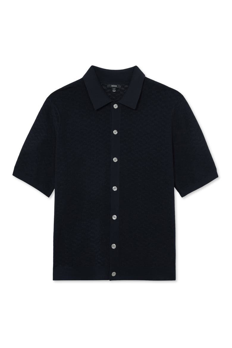 Phoenix Chevron Knit Button-Up Shirt, Alternate, color, NAVY