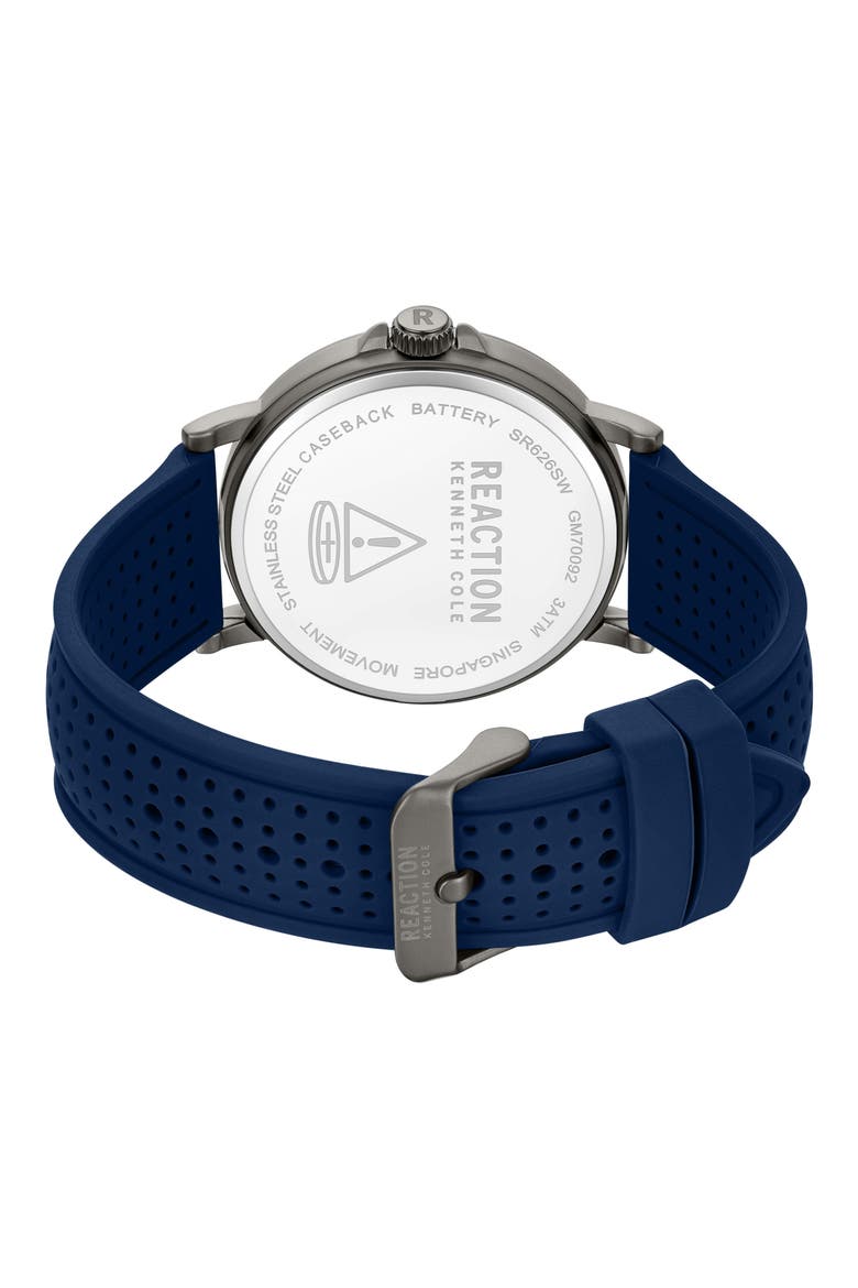 Perforated Silicone Strap Watch, 44mm, Alternate, color, DARK BLUE
