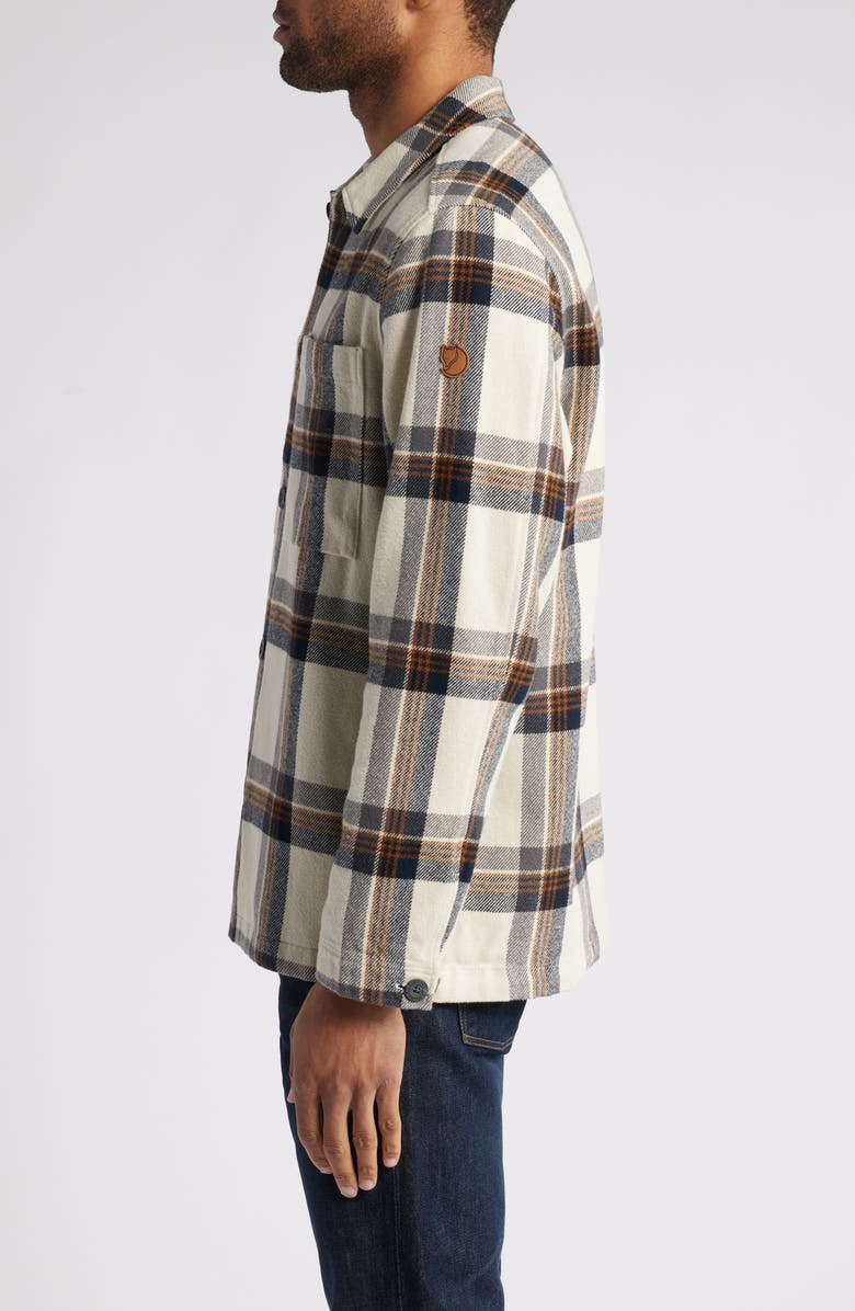 Fjällräven Singi Organic Cotton Flannel Overshirt, Alternate, color, Chalk White-Dark Navy