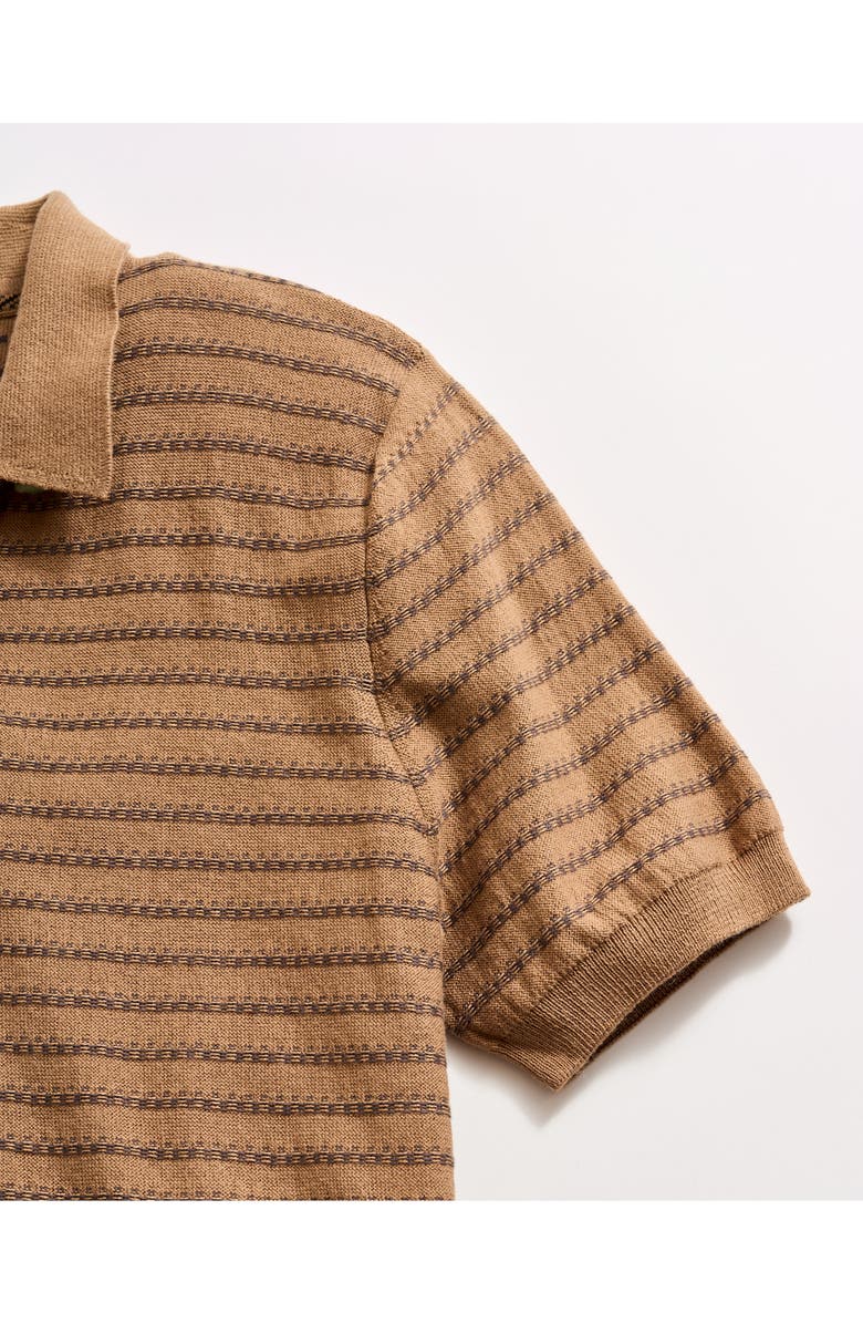 Billy Reid Texture Stripe Polo Sweater, Alternate, color, Camel