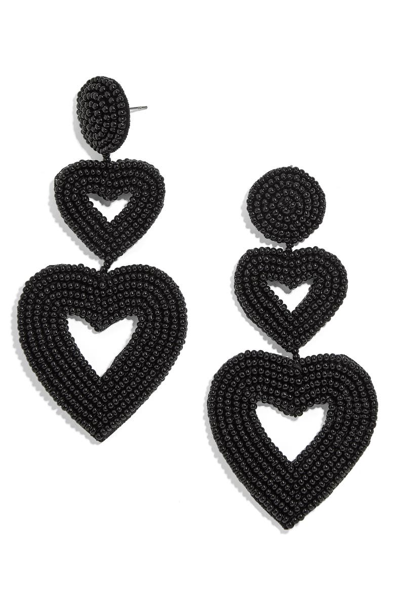 BaubleBar Double Heart Beaded Drop Earrings, Main, color, 