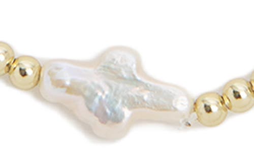 Argento Vivo Baroque Pearl Beaded Stretch Bracelet In Gold