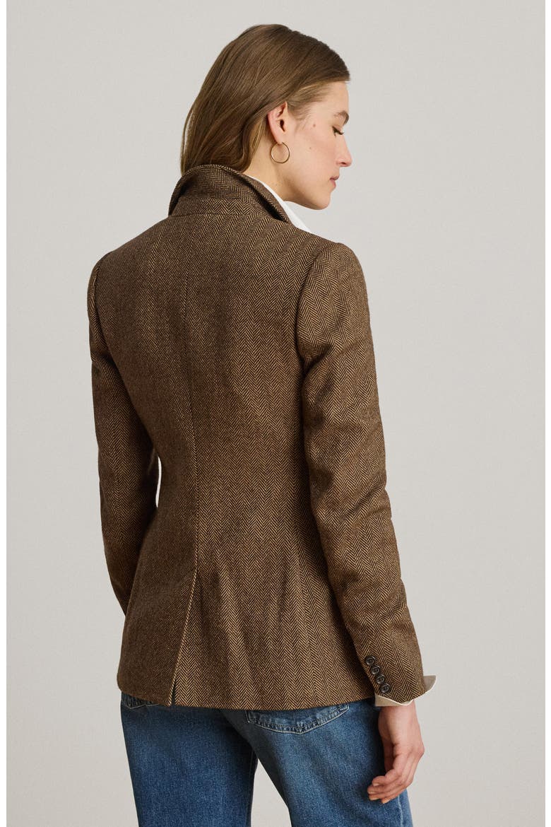 Herringbone Blazer, Alternate, color, BROWN/ MULTI