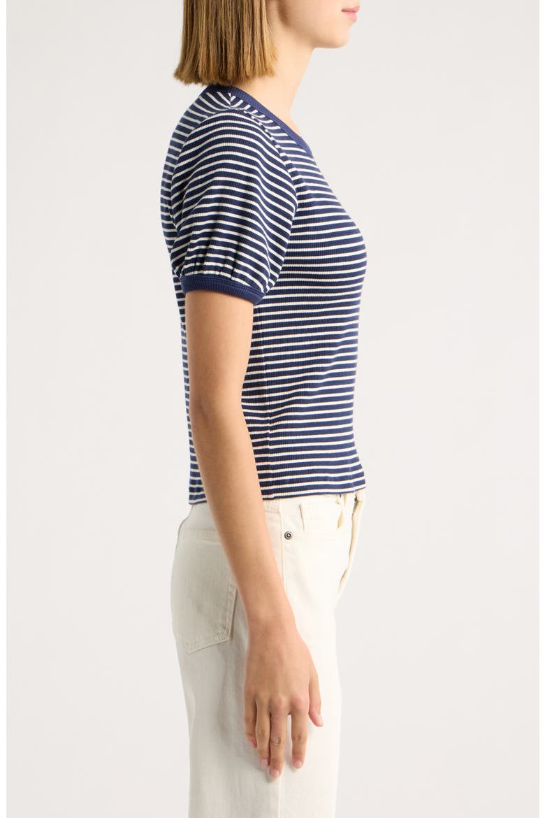 The Essential Rib Striped Tee, Alternate, color, NAVY MULTI