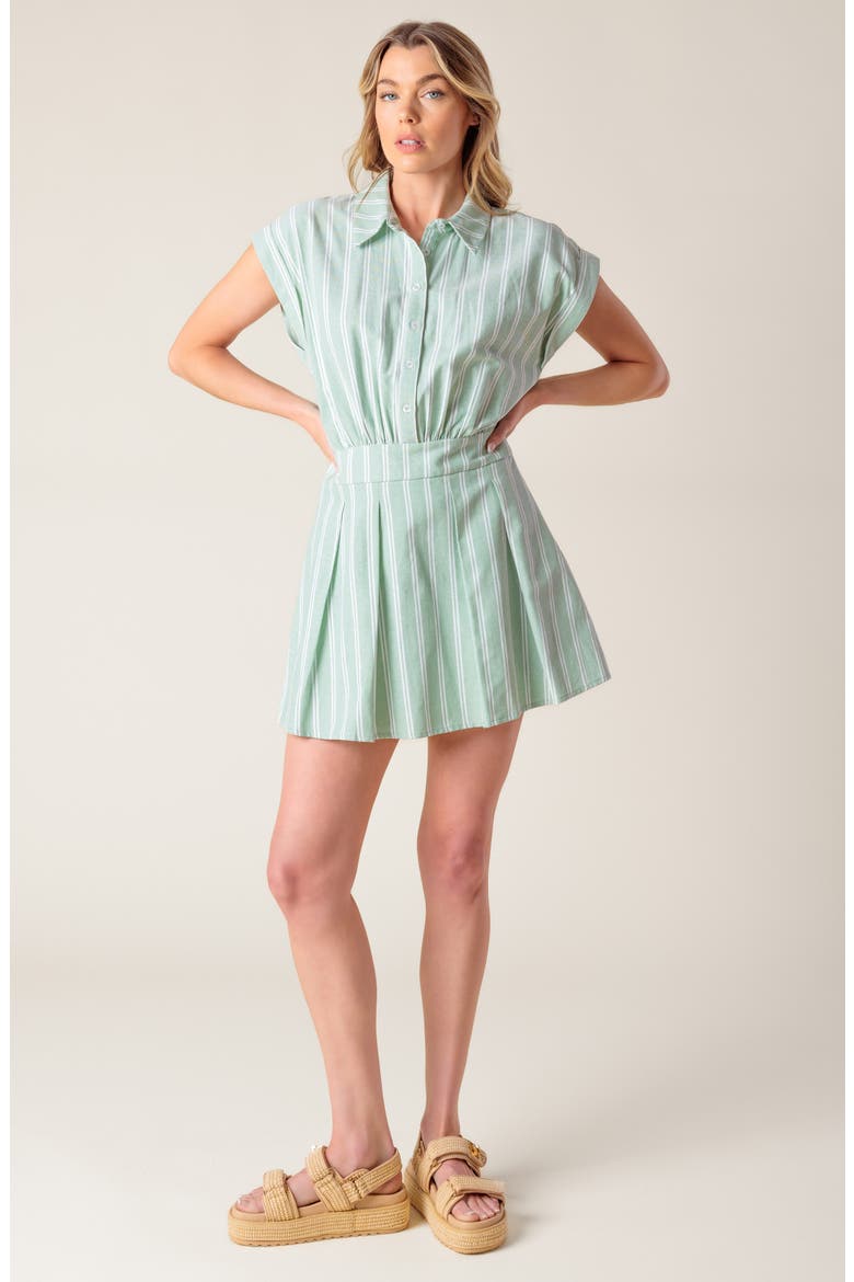 Striped Collared Romper, Alternate, color, SAGE