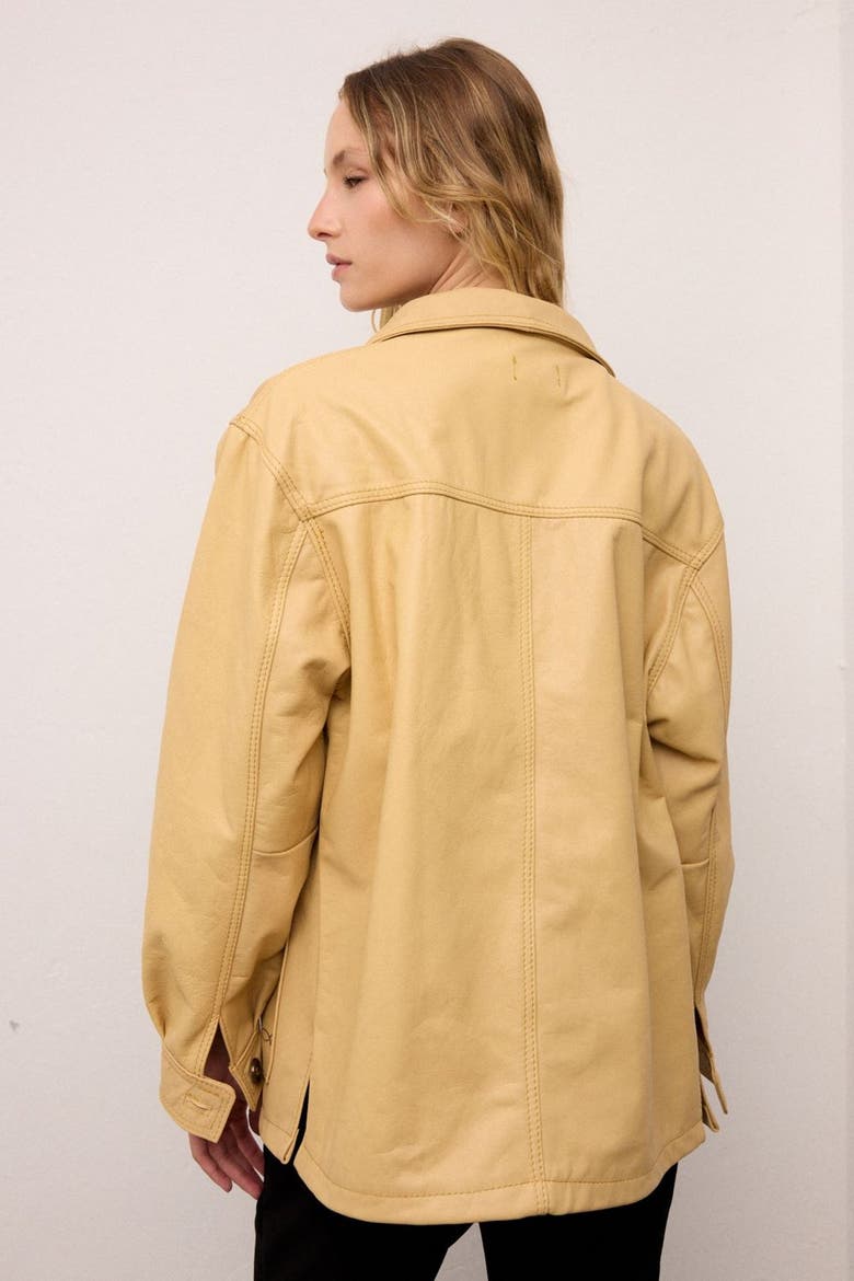 Atlantic Oversized Leather Jacket, Alternate, color, Buttercream
