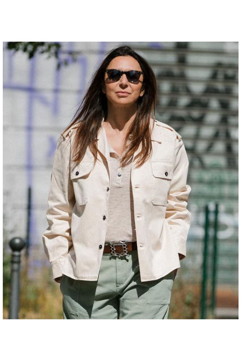 Coralie Seraph Melange Linen T-Shirt, Alternate, color, CAMEL