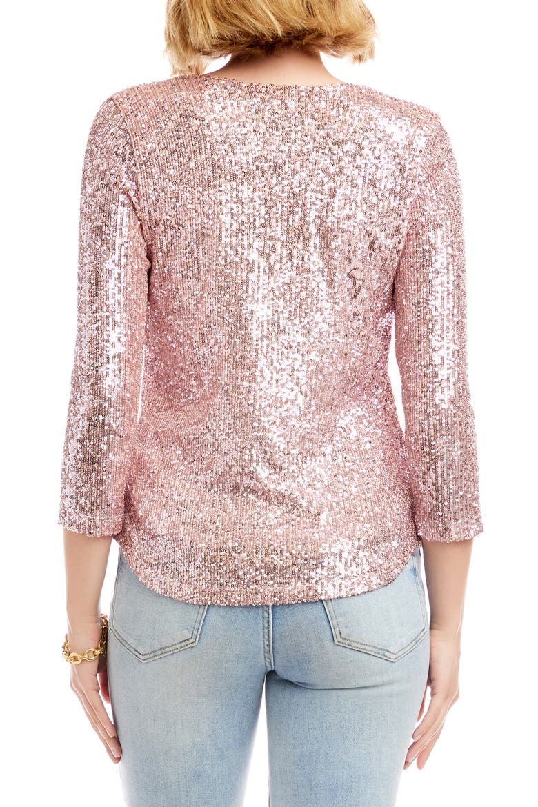 Sequin Drape Neck Top, Alternate, color, PINK