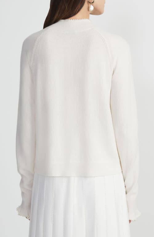 Lafayette 148 Cashmere Hand-beaded Trim Cardigan In Cloud