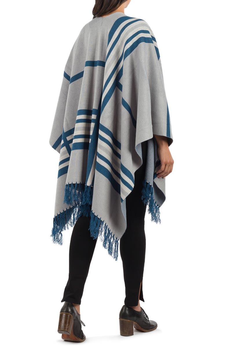 Patricia Nash Stripe Tassel Trim Shawl, Alternate, color, Grey Multi